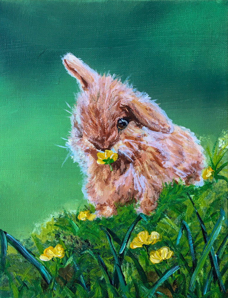 “Buttercup Bunny” Acrylic on Canvas Painting 2019